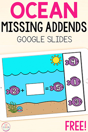 Digital Ocean Missing Addends Math Activity