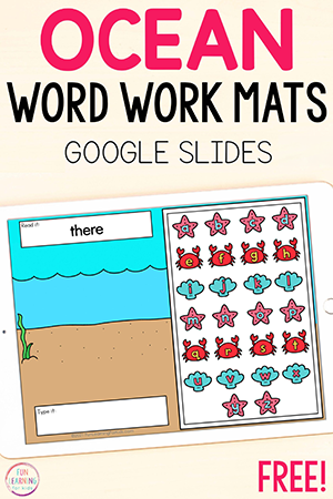 Digital Ocean Word Work Mats for Preschool and Kindergarten
