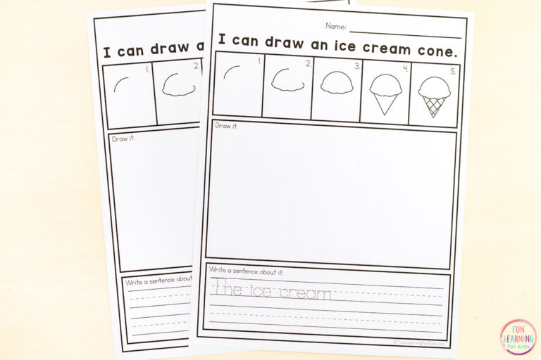 Summer Directed Drawing Sheets for Drawing and Writing Practice