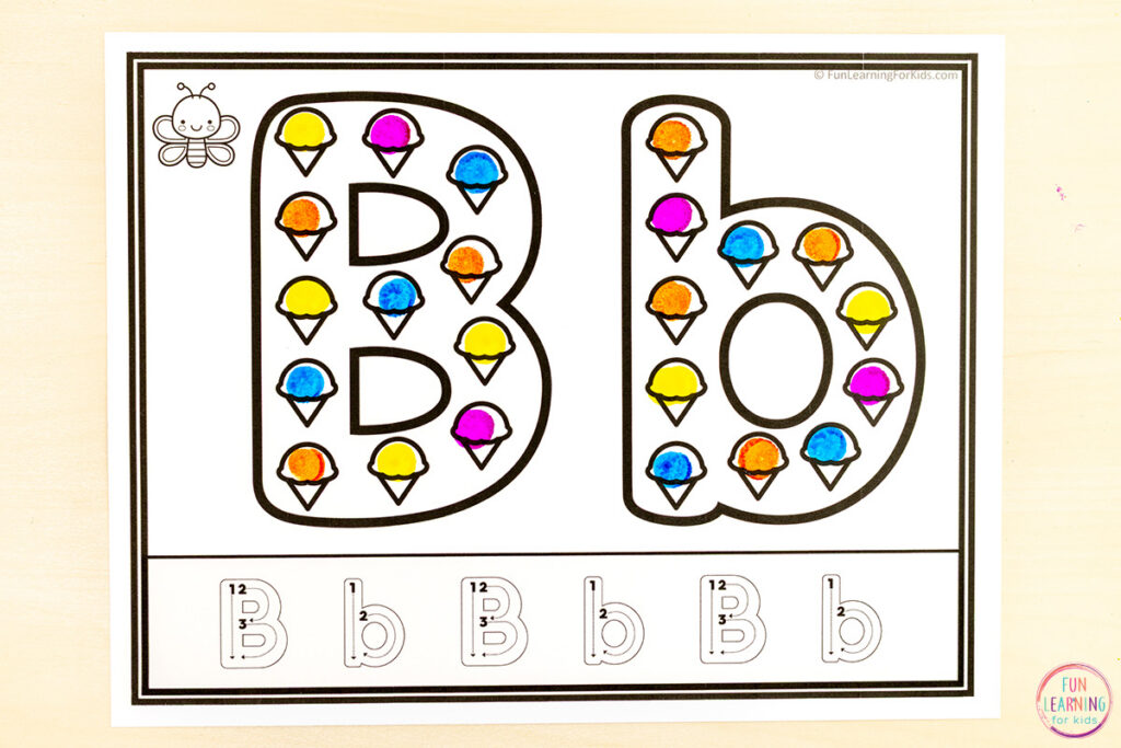 Summer theme alphabet worksheets for kids.