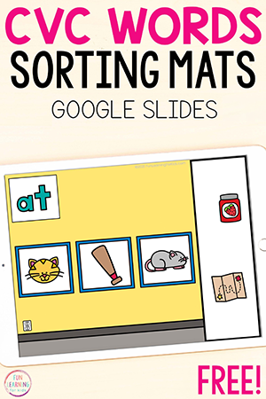 Digital CVC Word Sorting Activity for Google Slides and Seesaw