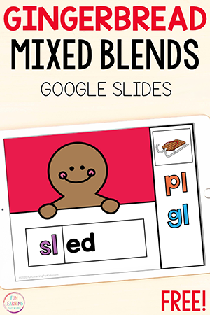 Digital Gingerbread Mixed Blends Phonics Activity