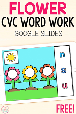 Digital Flower CVC Word Building Literacy Activity