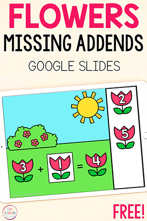 Digital Flower Missing Addends Math Activity