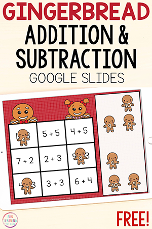 Digital Gingerbread Addition and Subtraction Math Mats