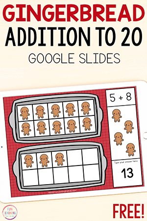 Digital Gingerbread Addition Within 20 Activity
