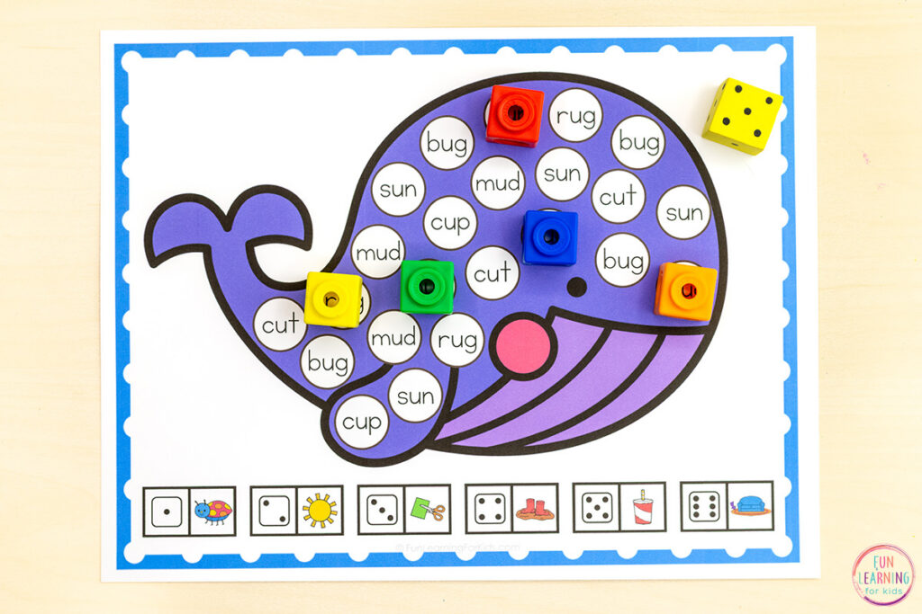Ocean theme phonics activity for kids in kindergarten and first grade. Perfect for literacy centers!