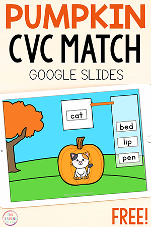 Digital Pumpkin CVC Matching Phonics Activity
