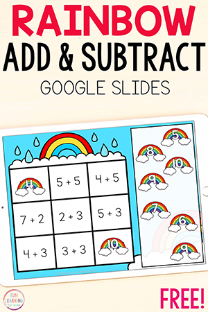 Digital Rainbow Addition and Subtraction Mats for Kindergarten