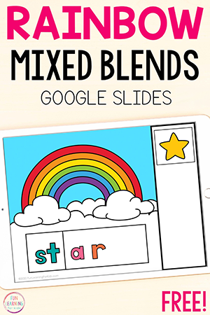 Digital Rainbow Mixed Blends Phonics Activity