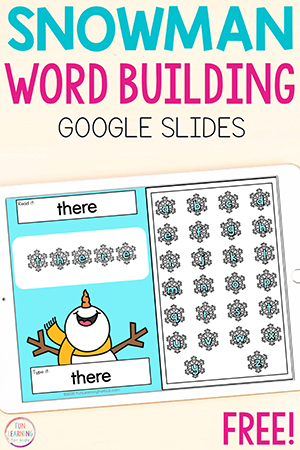Editable Snowman Word Building Digital Word Work Activity