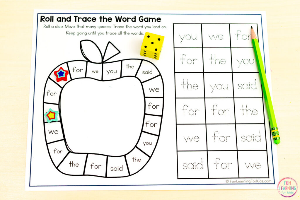 Apple theme editable worksheet games for kids in kindergarten and first grade.
