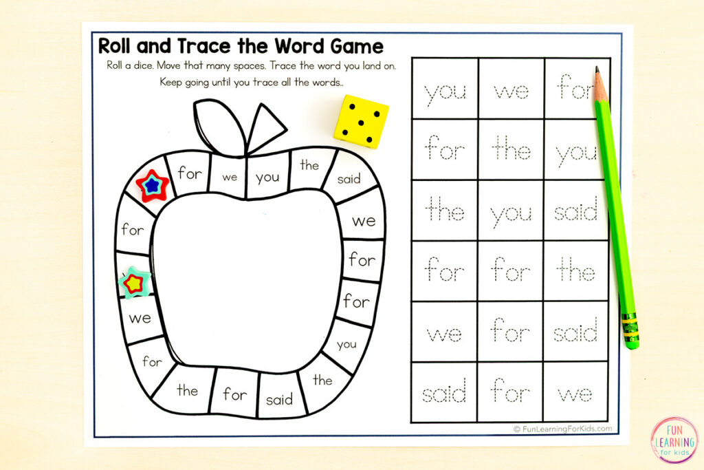 Back to school board game worksheets that you can edit and type in any letters or words you want to work on.