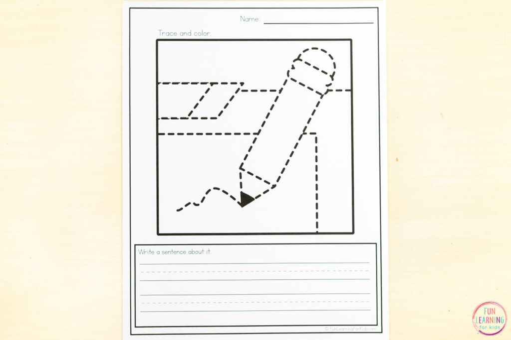 Back to school writing activity for kids that will build fine motor skills and writing skills - all in one fun activity!