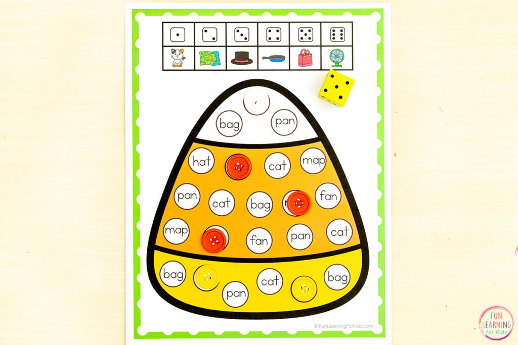 A fun no prep CVC word reading game for kids who are learning to blend and segment CVC words.