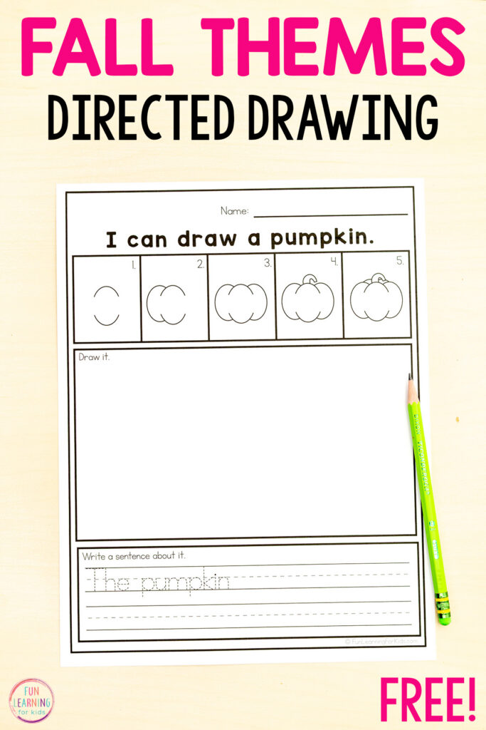 Fall directed drawing sheets for learning to write sentences while showing off creativity in kindergarten and first grade.