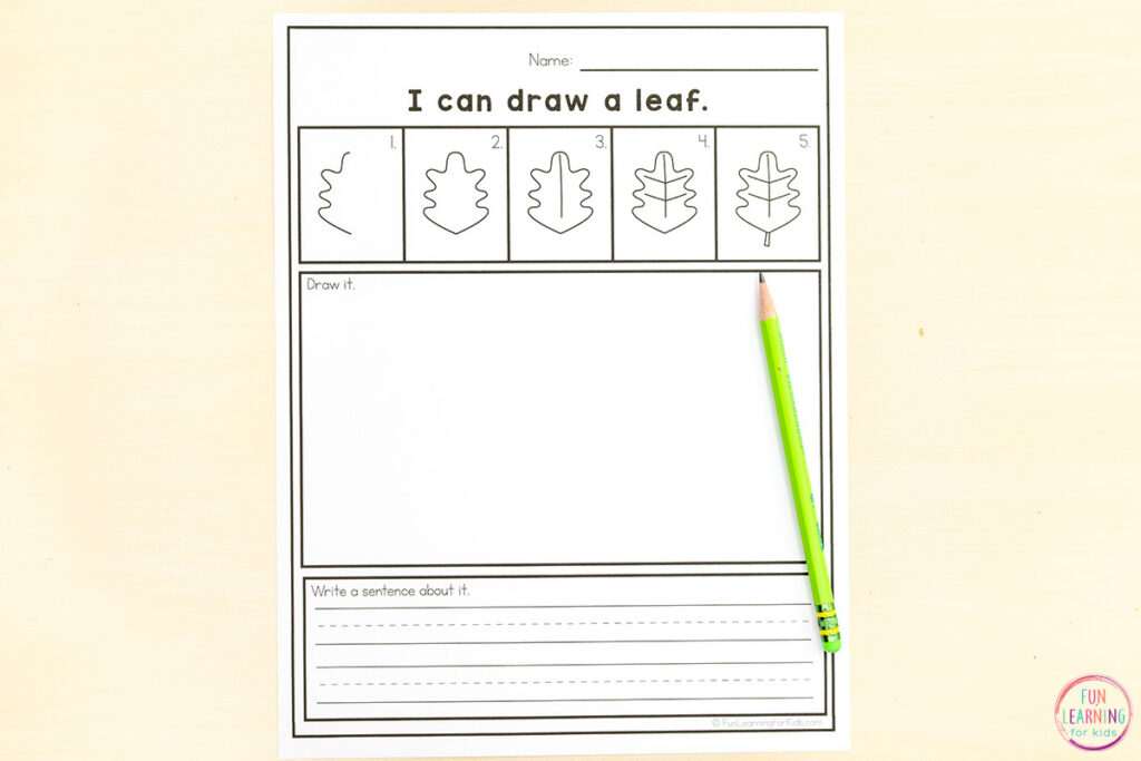 Fall directed drawing sheets writing activity for kids who are learning to write sentences.