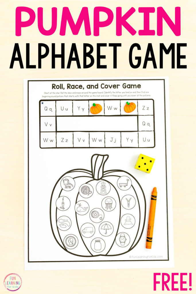 Free printable alphabet activity worksheets for fall alphabet centers or fall literacy centers in preschool or kindergarten.
